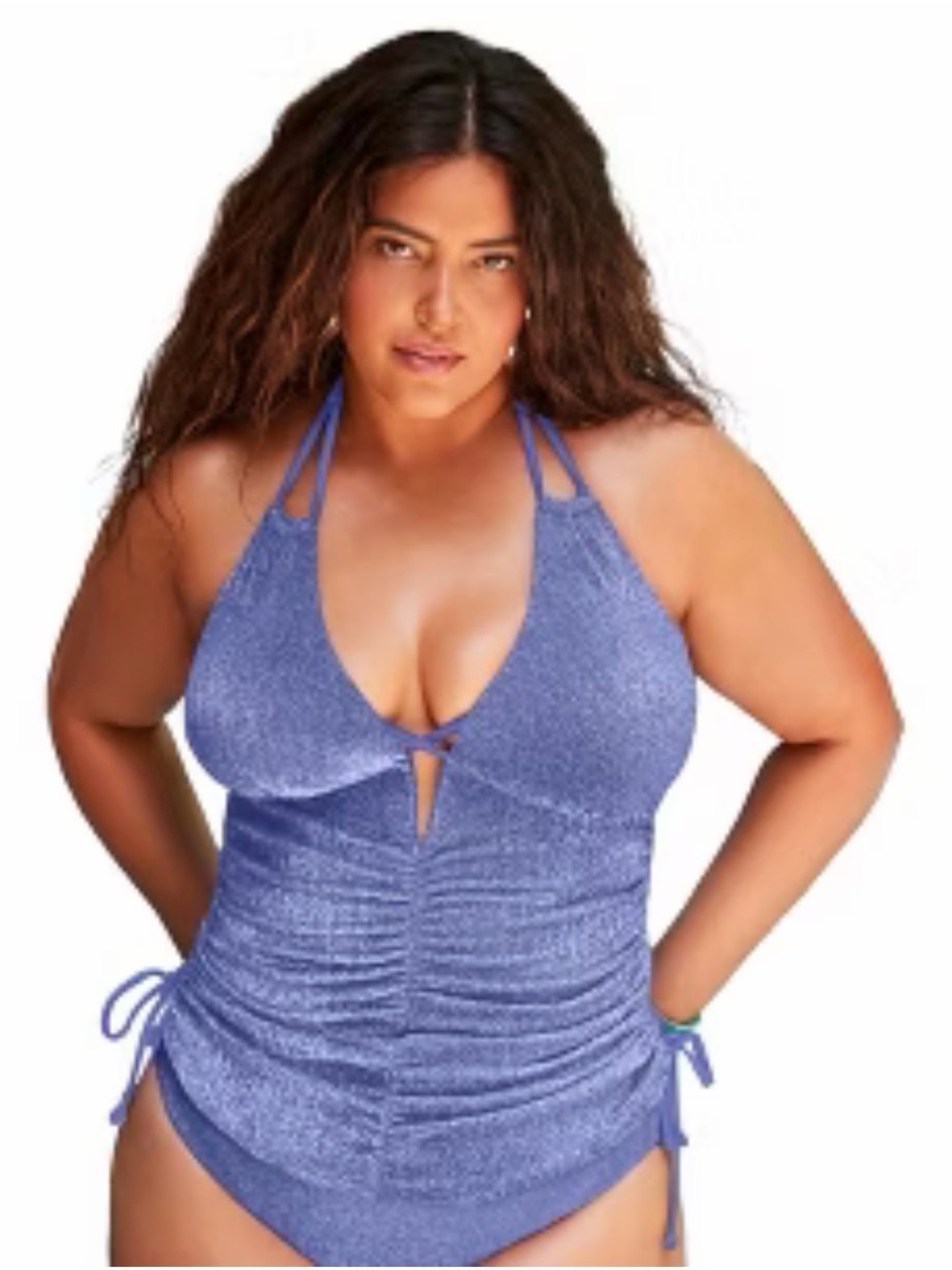 Swimsuits For All Sparkle Periwinkle Halter Tankini